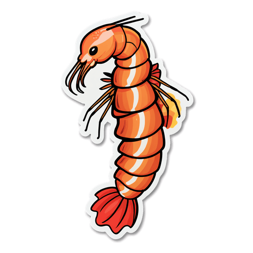 Shrimp sticker illustration